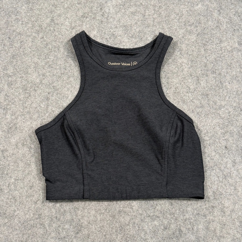 Outdoor Voices Charcoal Gray Athena Longline Sports Bra Crop Top Women's Size XS